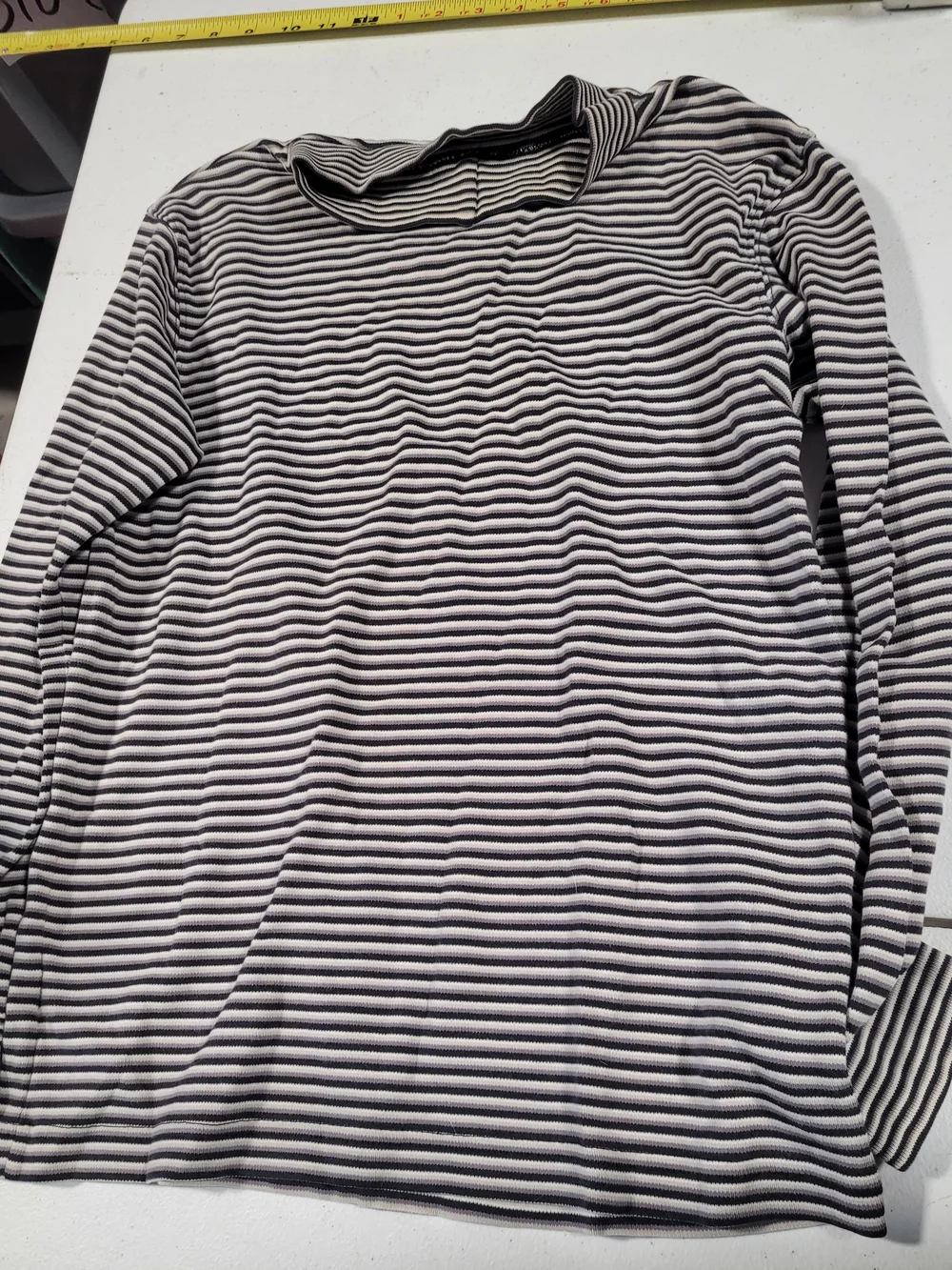 Striped Mock Neck Long-Sleeve Tee - Black & White